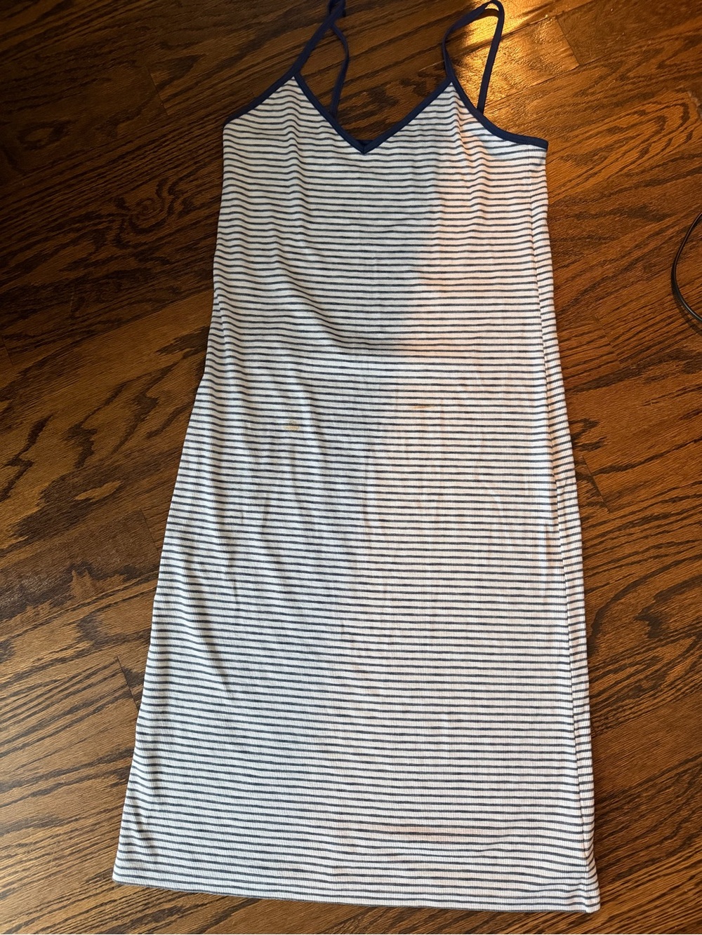 Old Navy Navy and White Striped Maxi Slip Dress